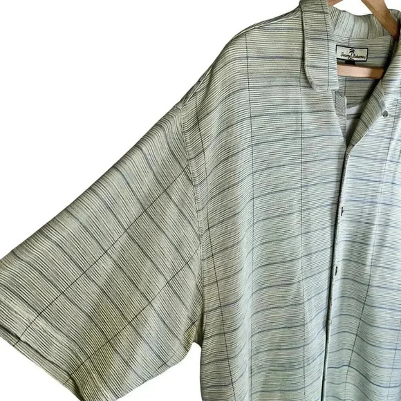 Tommy Bahama Men’s Silk‎ Cotton Blend Green and Blue Stripped Button-up Shirt LG - Picture 4 of 6
